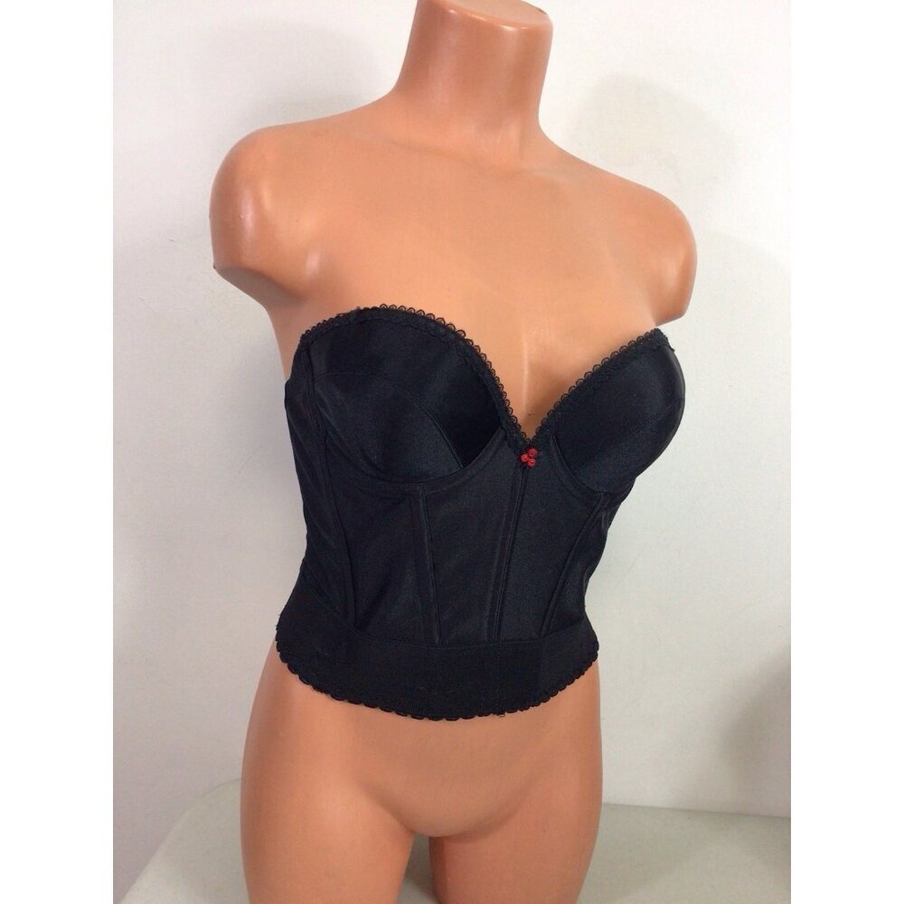 Fredericks of Hollywood Vintage Corset Bustier Lingerie Black Sexy Womens 36B